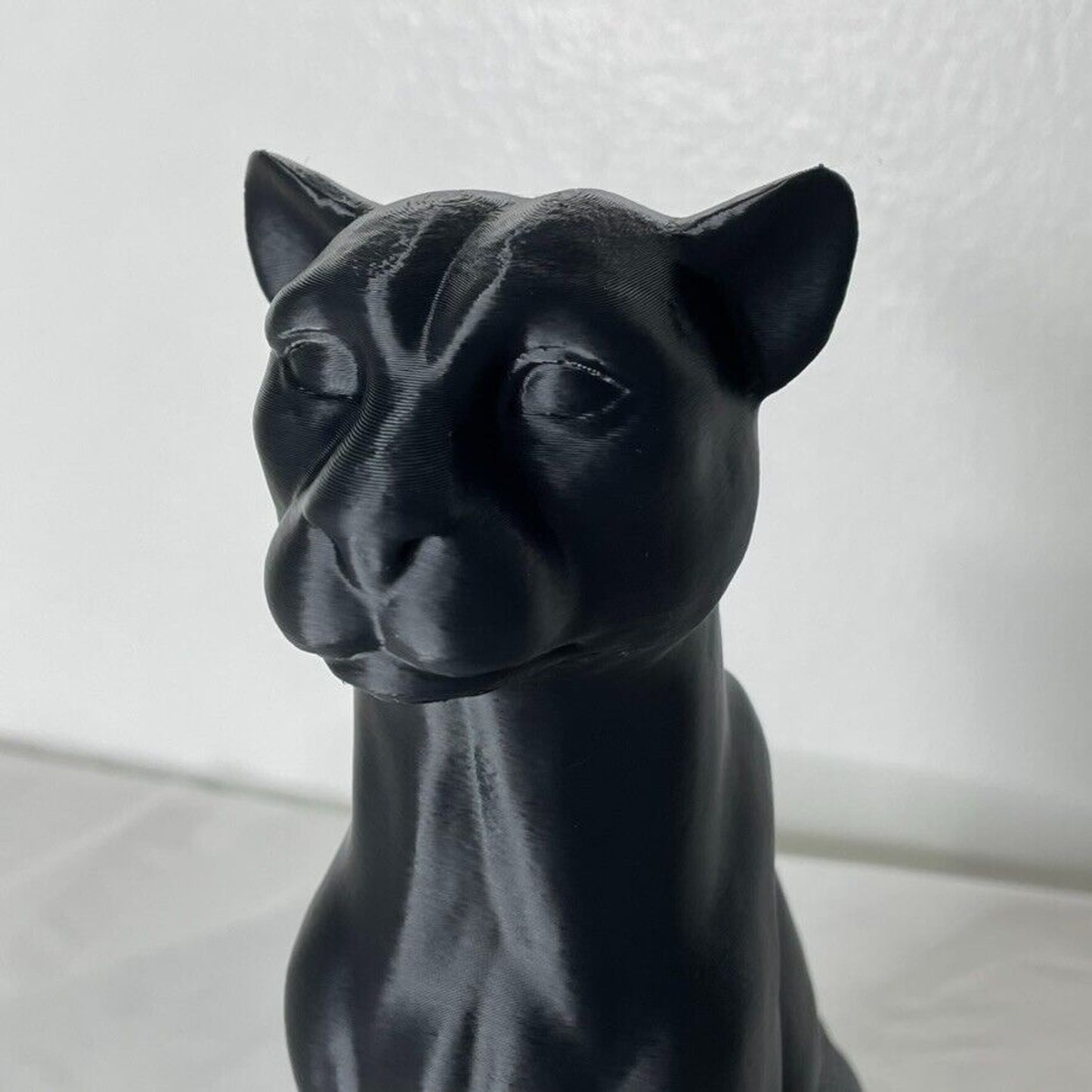 Black Big Cat Decor Statue 8" Sculpture Animal Decorations Modern Home Gift Art