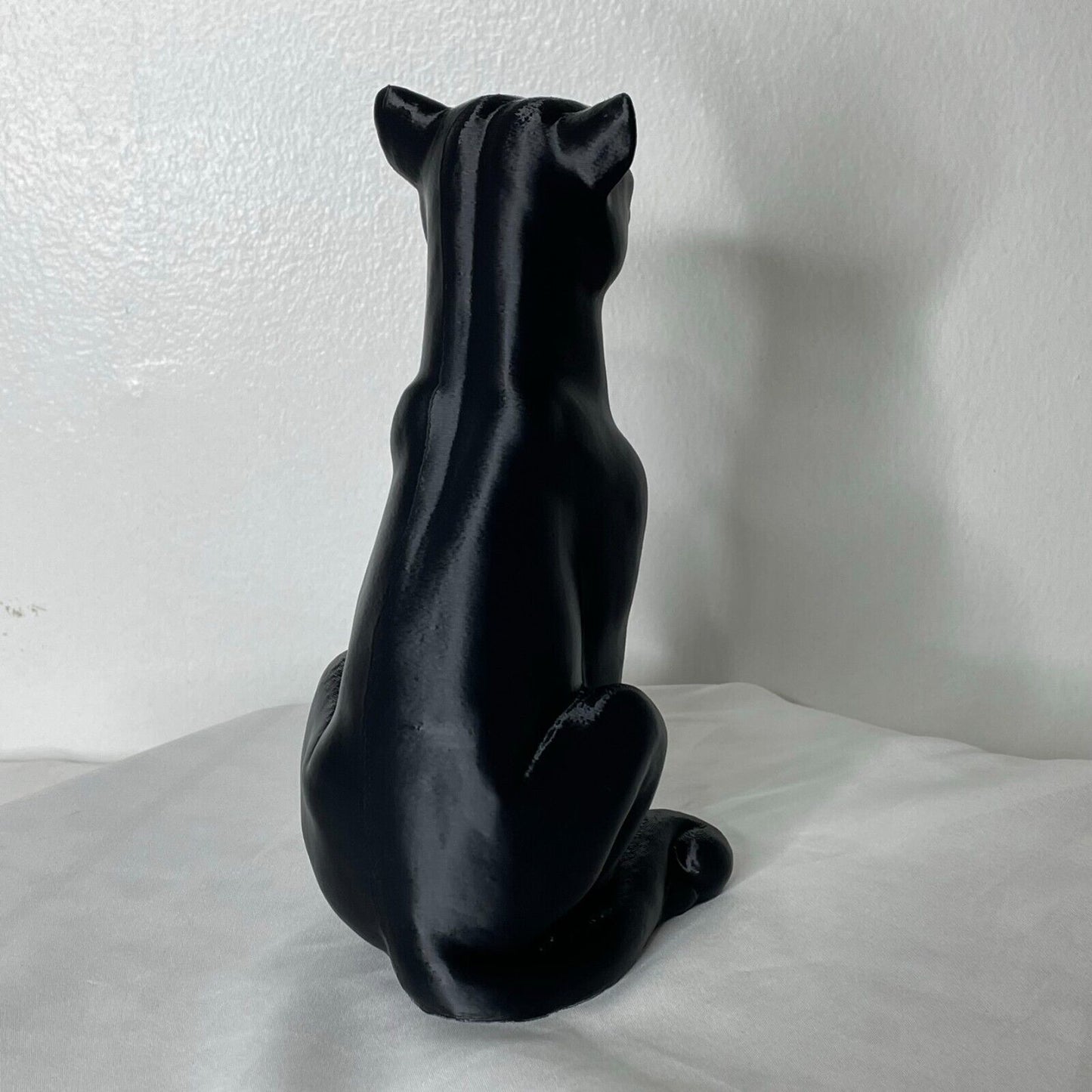 Black Big Cat Decor Statue 8" Sculpture Animal Decorations Modern Home Gift Art