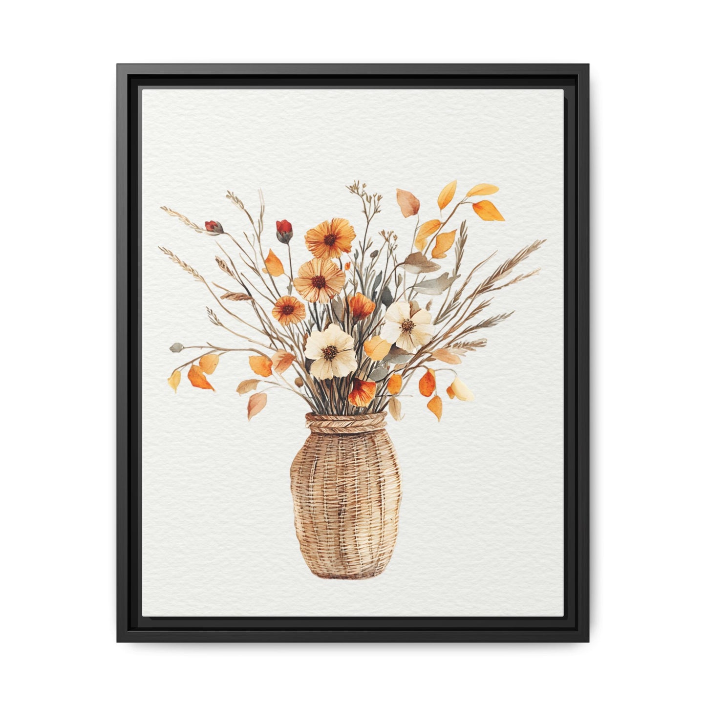 Rustic Floral Vase Print, Vintage Botanical Framed Decor - Wall Art, Farmhouse Wildflowers, Home Office Decoration, Gift for Gardener,