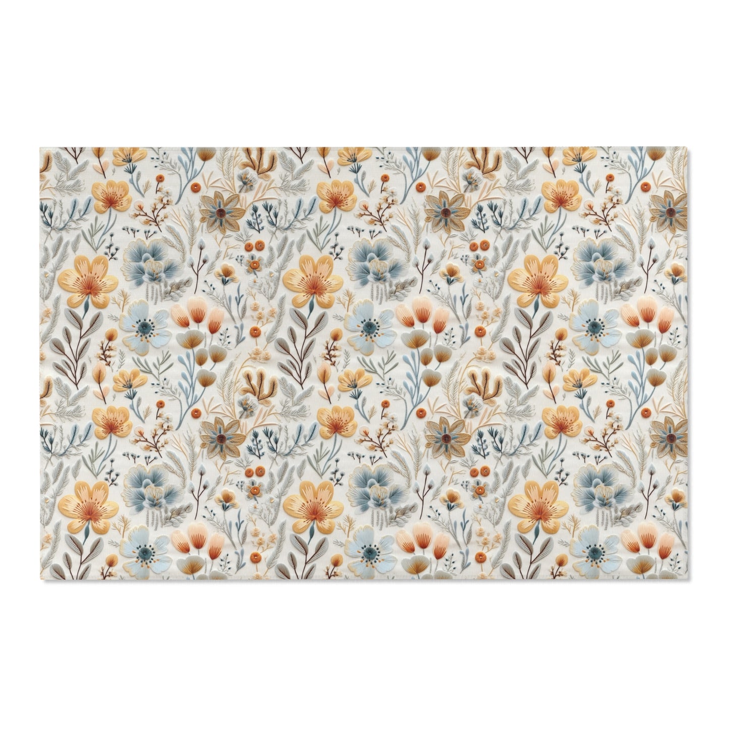 Floral Area Rug, Vintage Carpet, Living Room Decor, Flower Floor Mat, Cottagecore, Rug Printed Embroidery, Bedroom Kitchen