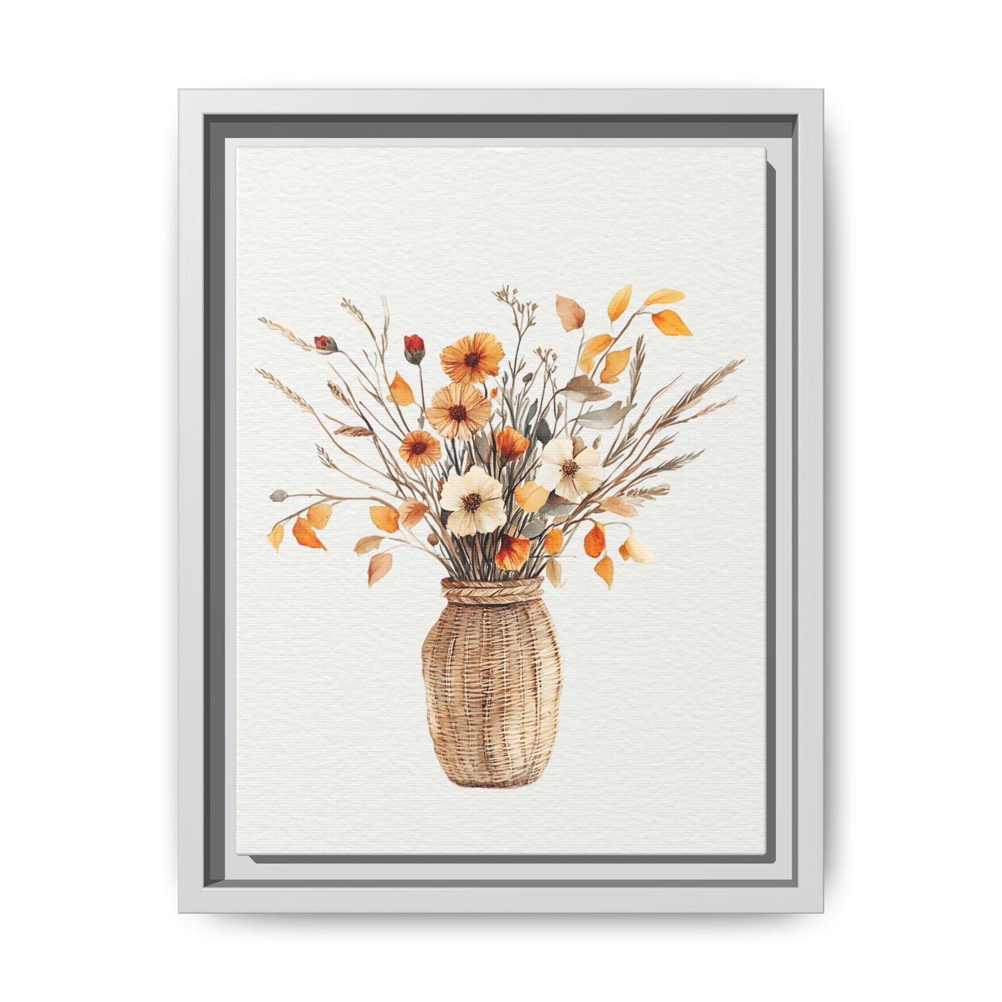 Rustic Floral Vase Print, Vintage Botanical Framed Decor - Wall Art, Farmhouse Wildflowers, Home Office Decoration, Gift for Gardener,