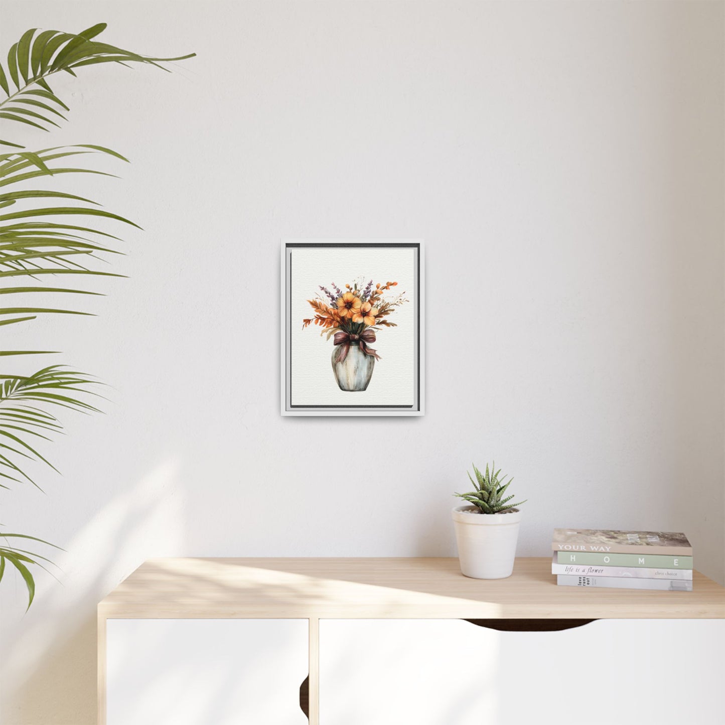 Rustic Floral Vase Print, Vintage Botanical Framed Decor - Wall Art, Farmhouse Wildflowers, Home Office Decoration, Gift for Gardener,