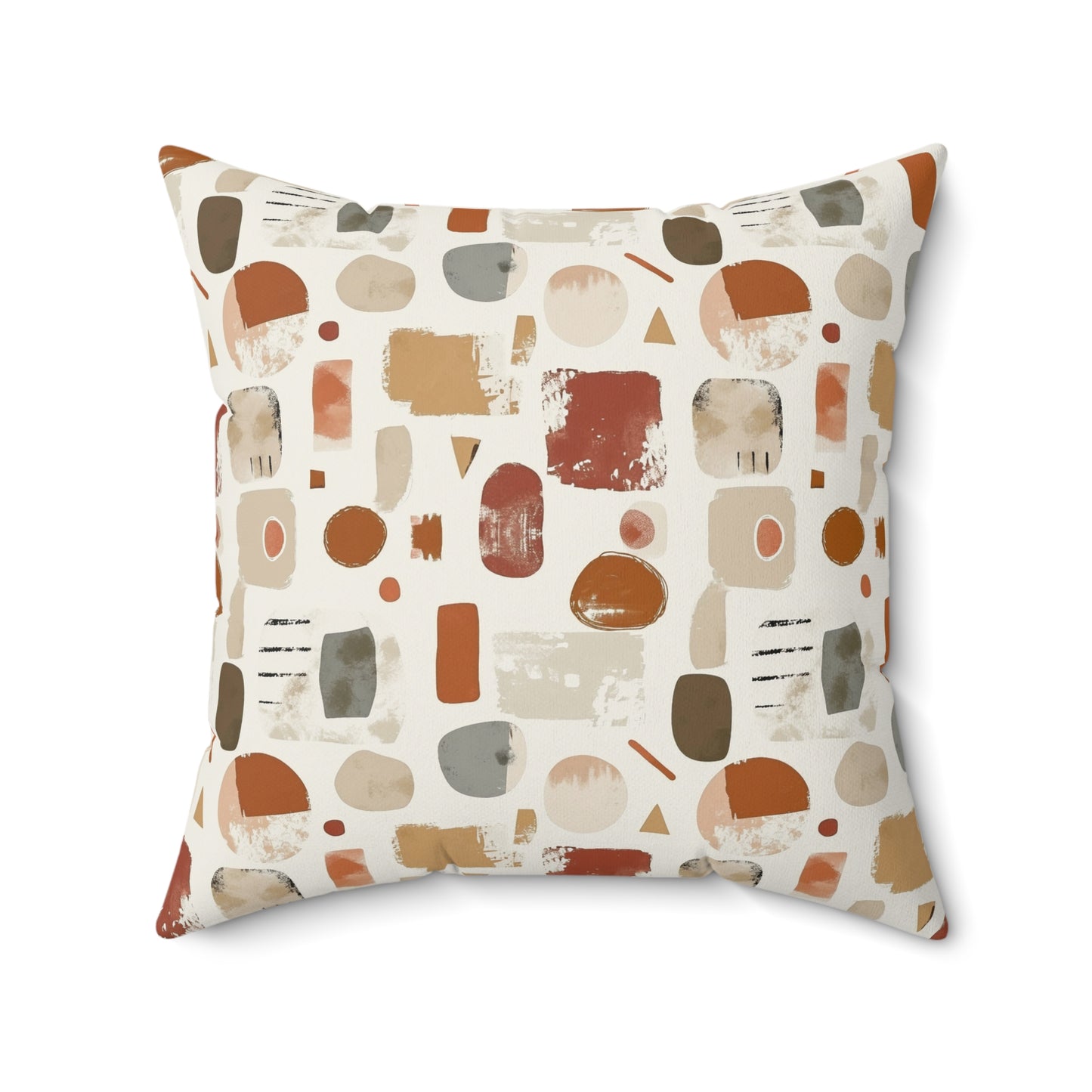 Neutral Earth Tones Square Pillow, Modern Abstract Geometric Decor, Geometric Cushion, Faux Suede Pillow, Home Decor Accent