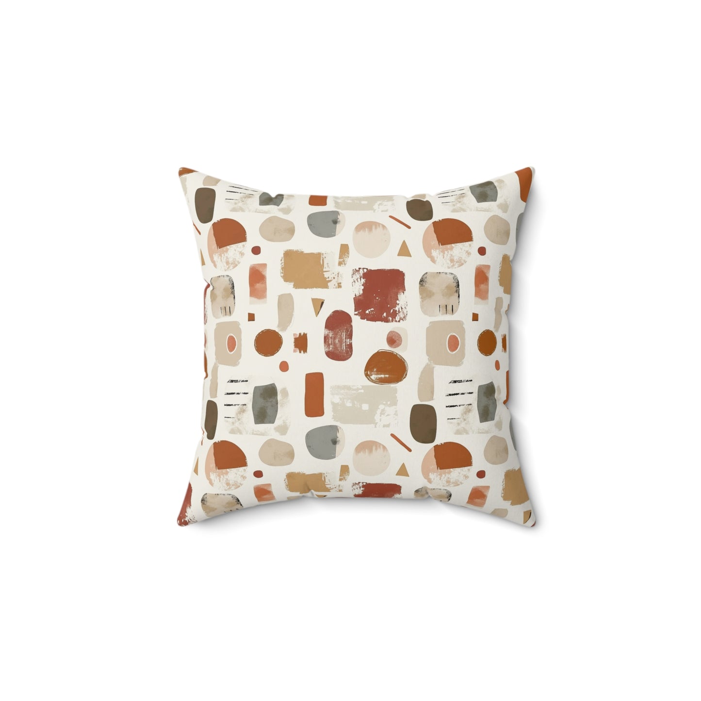 Neutral Earth Tones Square Pillow, Modern Abstract Geometric Decor, Geometric Cushion, Faux Suede Pillow, Home Decor Accent