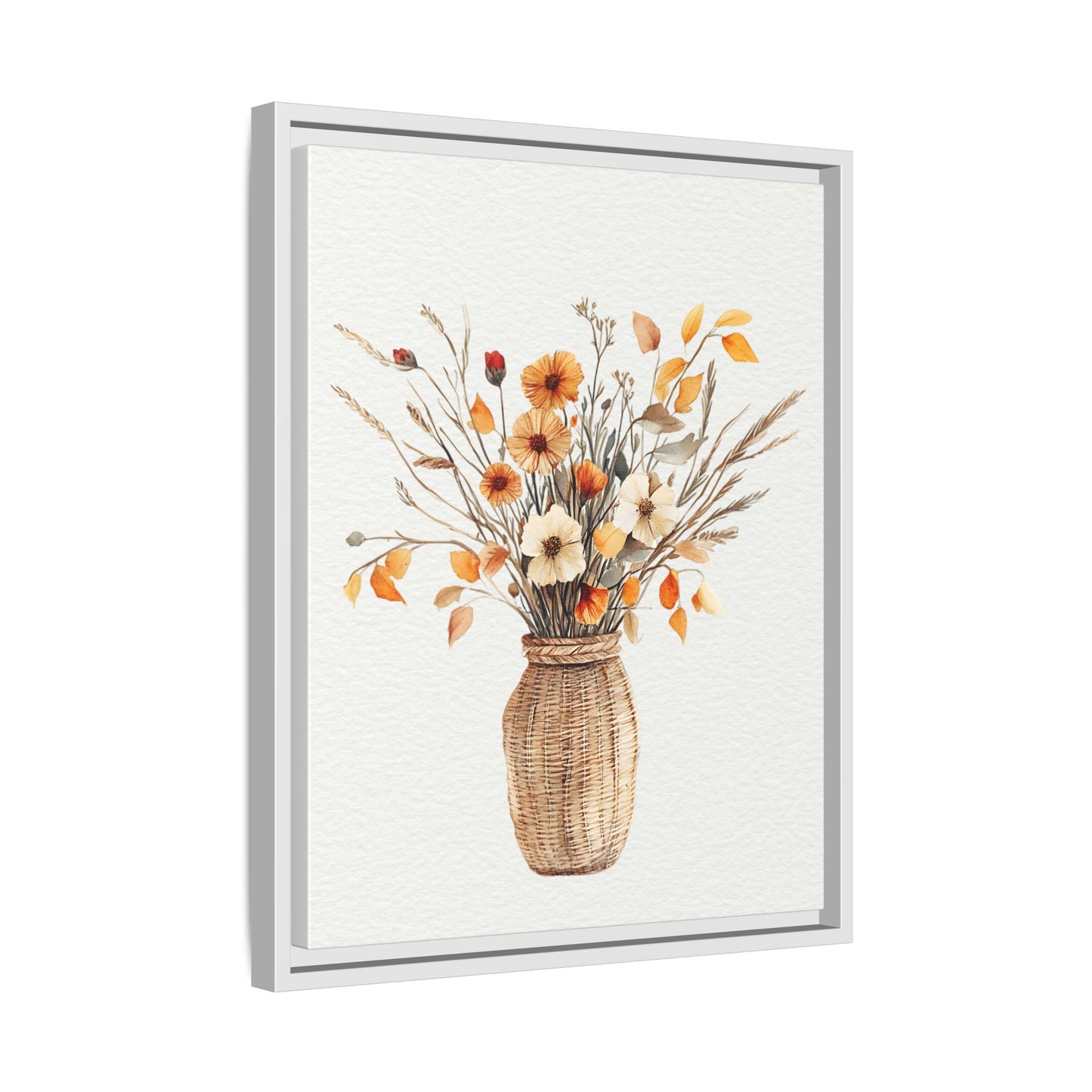 Rustic Floral Vase Print, Vintage Botanical Framed Decor - Wall Art, Farmhouse Wildflowers, Home Office Decoration, Gift for Gardener,