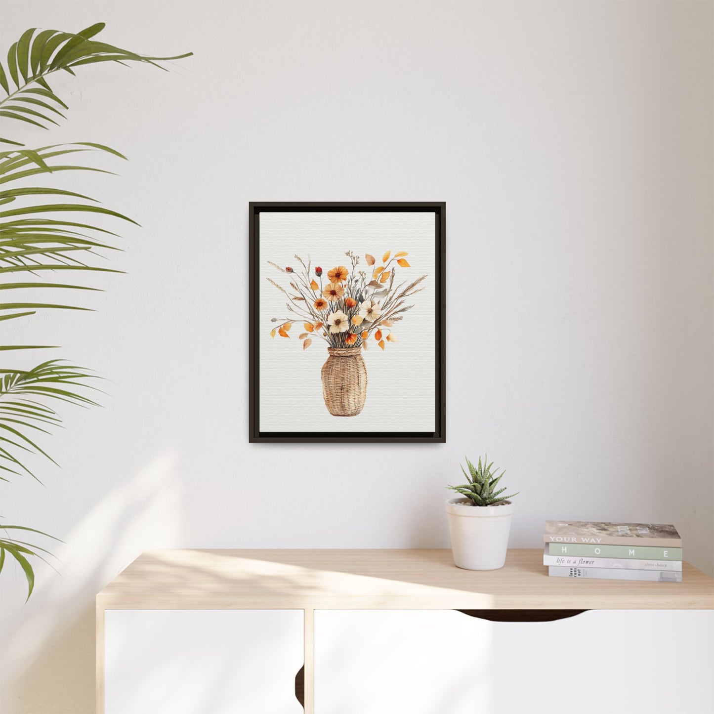 Rustic Floral Vase Print, Vintage Botanical Framed Decor - Wall Art, Farmhouse Wildflowers, Home Office Decoration, Gift for Gardener,