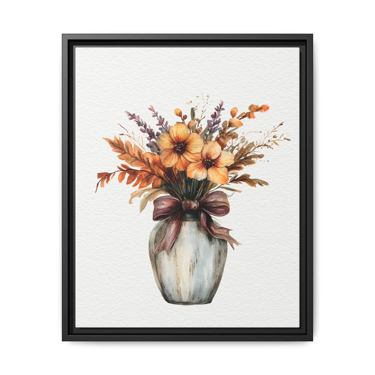 Rustic Floral Vase Print, Vintage Botanical Framed Decor - Wall Art, Farmhouse Wildflowers, Home Office Decoration, Gift for Gardener,