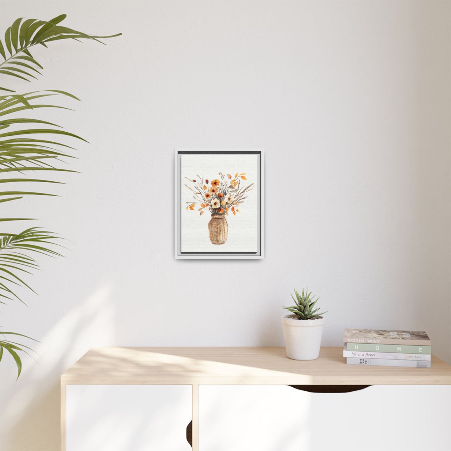 Rustic Floral Vase Print, Vintage Botanical Framed Decor - Wall Art, Farmhouse Wildflowers, Home Office Decoration, Gift for Gardener,
