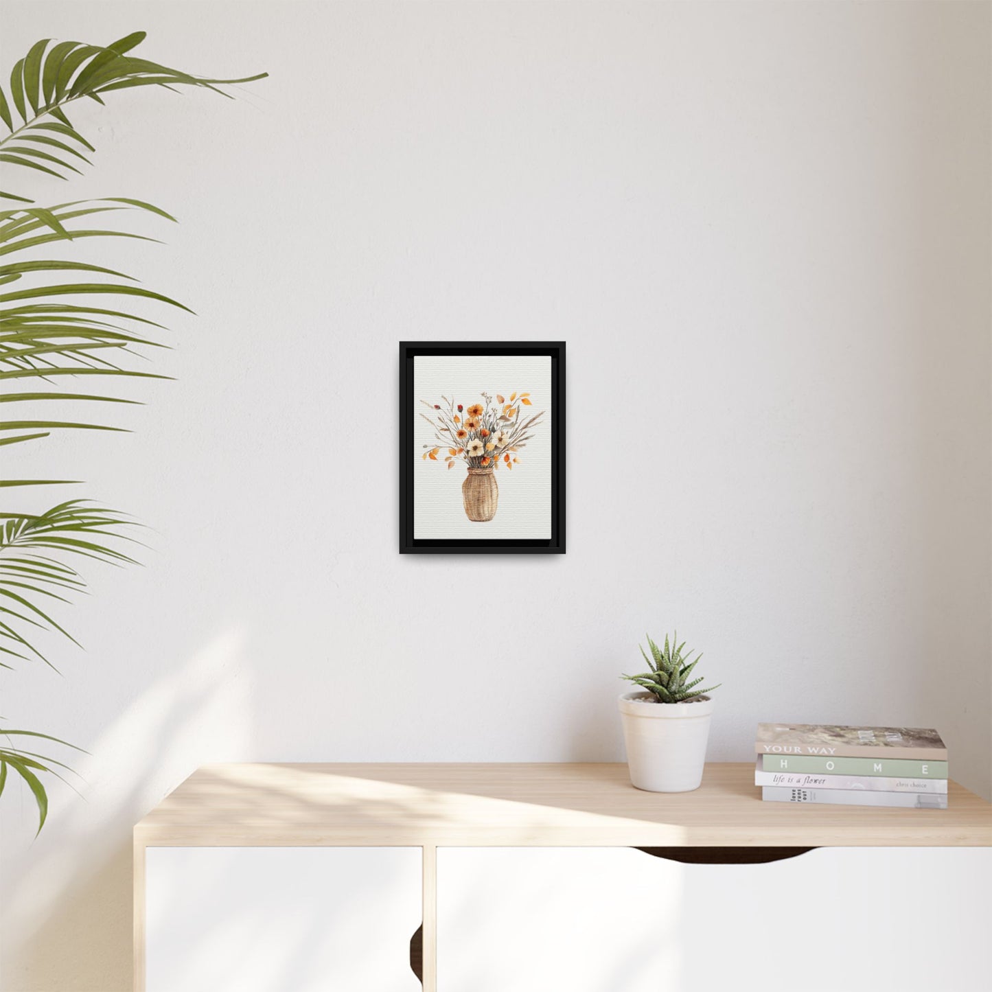 Rustic Floral Vase Print, Vintage Botanical Framed Decor - Wall Art, Farmhouse Wildflowers, Home Office Decoration, Gift for Gardener,