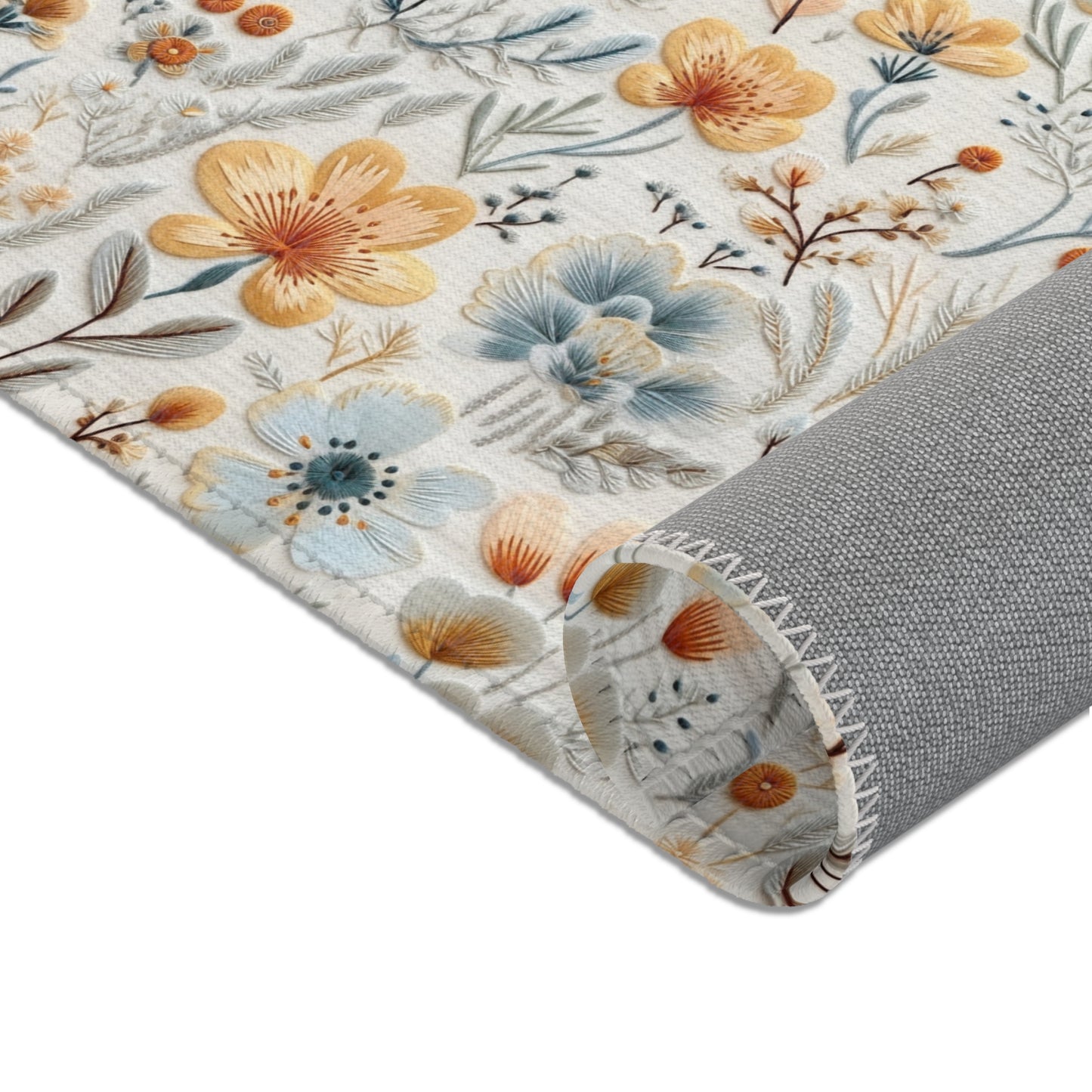 Floral Area Rug, Vintage Carpet, Living Room Decor, Flower Floor Mat, Cottagecore, Rug Printed Embroidery, Bedroom Kitchen