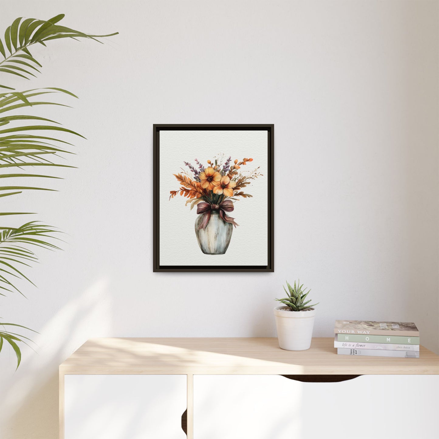 Rustic Floral Vase Print, Vintage Botanical Framed Decor - Wall Art, Farmhouse Wildflowers, Home Office Decoration, Gift for Gardener,