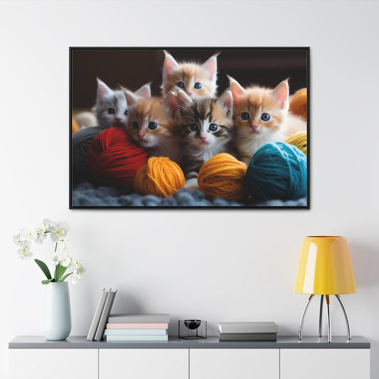 Adorable Kittens Yarn Wall Art - Vibrant Animal Portrait Print in Bold Colors - Cats Decor for Nature Lovers Homes