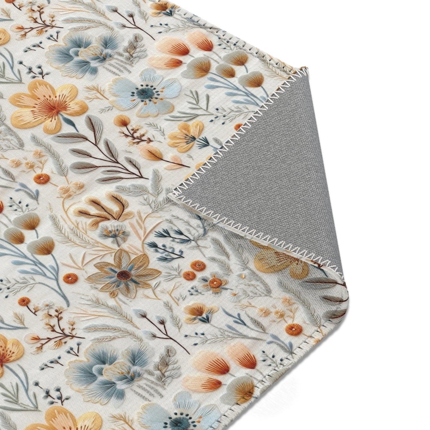 Floral Area Rug, Vintage Carpet, Living Room Decor, Flower Floor Mat, Cottagecore, Rug Printed Embroidery, Bedroom Kitchen